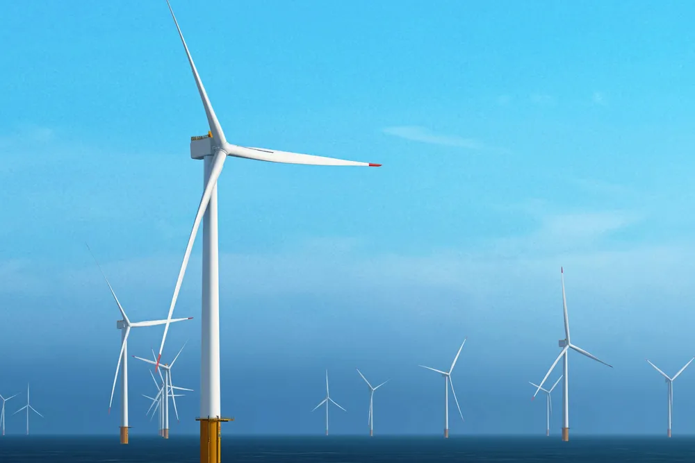 Det 200 MW store Llŷr-prosjektet utenfor Wales er ett av testprosjektene som Storbritannia har satt i gang for teknoloutvikling av flytende havvind. Bildet er en visualisering av prosjektet.