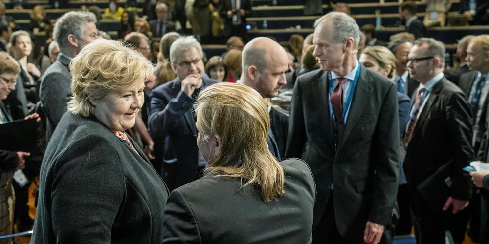TROMSØ I VINDEN: Nordområdekonferansen Arctic Frontiers samler prominente navn fra både nasjonal og internasjonal politikk, og mange utenlandske medier følger også konferansen. Her er et glimt fra 2017-utgaven av Arctic Fronitiers.