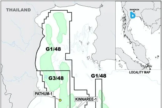 Gulf of Thailand: the location of the Kinnaree-1 exploration well