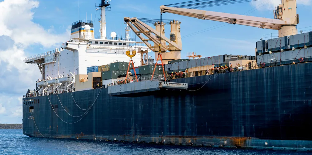 The USNS 2nd Lt John P Bobo carries out cargo operations at Guam in 2019. The ro-ro is owned by the US Navy’s Military Sealift Command and used for pre-positioning.