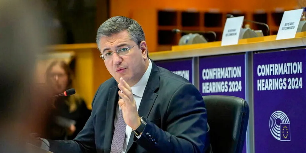 Apostolos Tzitzikostas, EU commissioner for sustainable transport and tourism, speaks at his confirmation hearing at the European Parliament in Brussels on 4 November 2024.