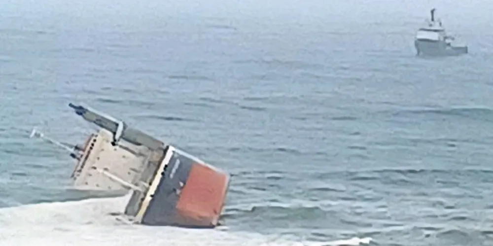Salvage experts on two Pacc Offshore anchor-handling tug supply vessels are standing by the Ultra Galaxy wreck, waiting for a break in the weather.