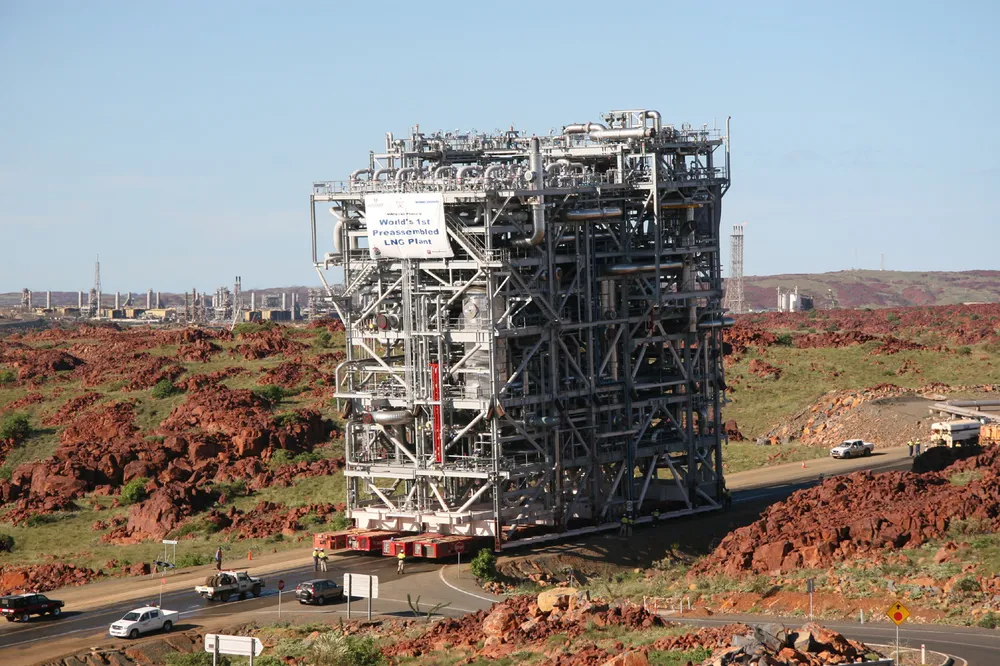 On the road: part of the plant being moved to a site outside Karratha