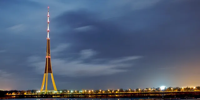 The TV & Radio Tower is an icon of Latvia's capital Riga. Wind turbines are a far less common sight in the country