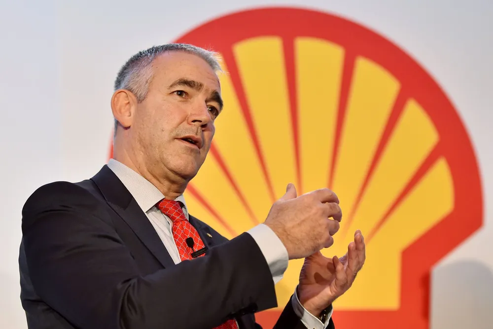In this file photo, Simon Henry, then the chief financial officer of Shell, addresses a press conference in central London on 29 January 2015. Henry on Monday was named to BP's board as a non-executive director.