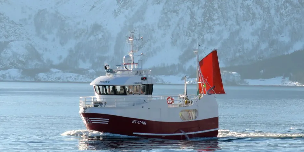 Her er «Norveig» på vei inn til Myre i Vesterålen for å levere en fangst på vel 11 tonn rund torsk. Foto: Jon Eirik Olsen