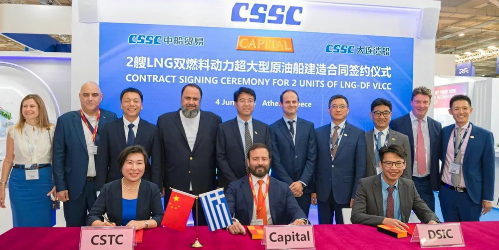 Evangelos Marinakis and his team meet Du Gang and CSSC staff to celebrate Capital’s order of six $140m VLCCs.