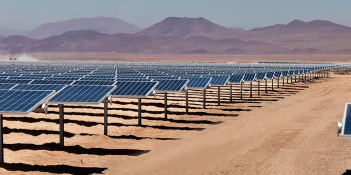 A solar array in the Atacama Desert in Chile, which lacks transmission links between the sun-rich north and the central grid