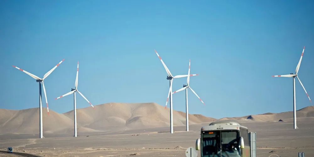 A wind farm north of Santiago, Chile