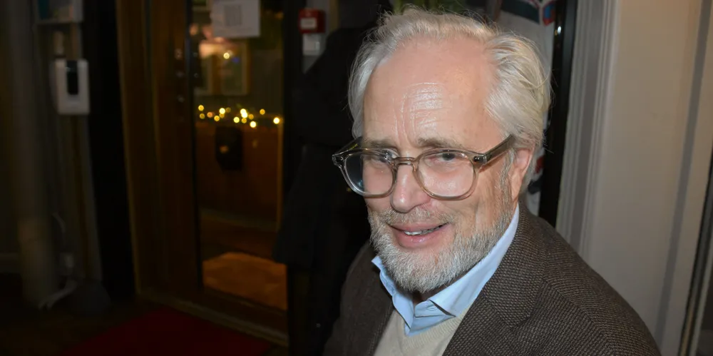 Investor and shipowner Harald Moraeus-Hanssen is pictured in 2023 at Oslo hockey supporter bar Valerenga Vertshus, where he serves as board chairman.