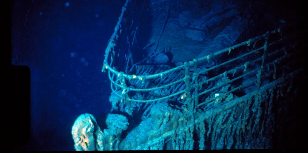 A 1986 image, released in February of this year, shows the bow of the Titanic.