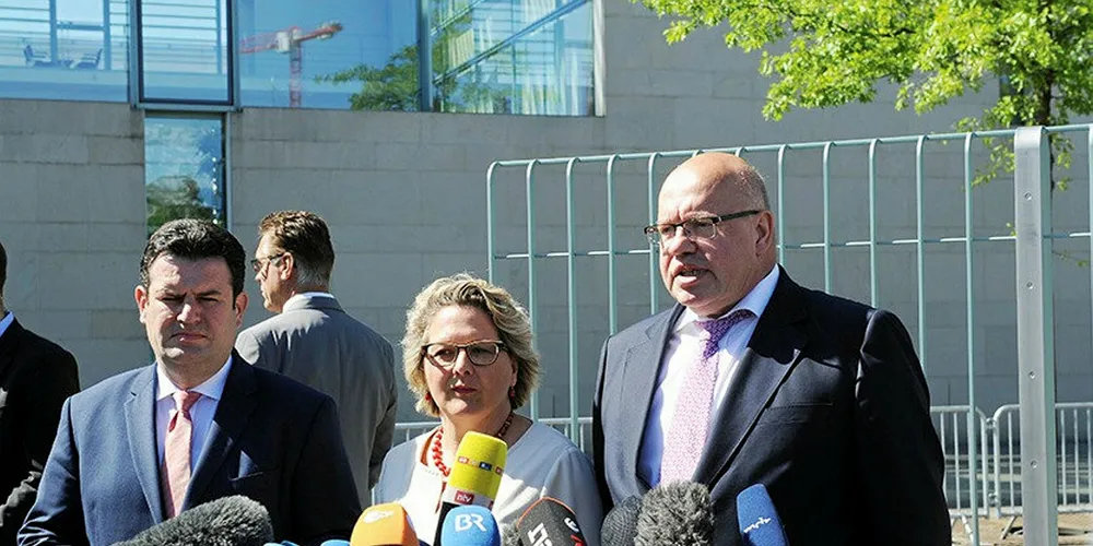 German energy min. Peter Altmaier, environment min. Svenja Schulze, labour min. Hubertus Heil