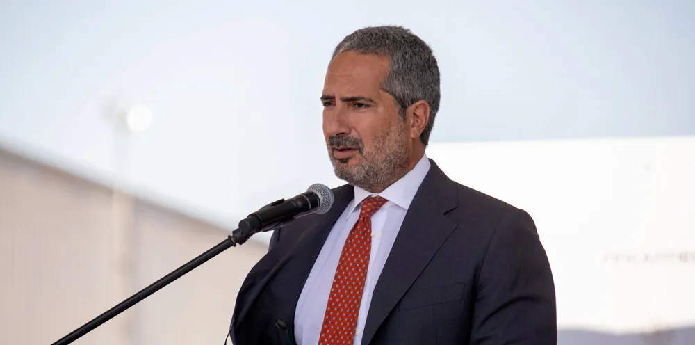 Fincantieri CEO Pierroberto Folgiero at the delivery of the 962-berth luxury cruise ship Explora I (built 2023) from the Monfalcone shipyard in Italy to MSC Group.