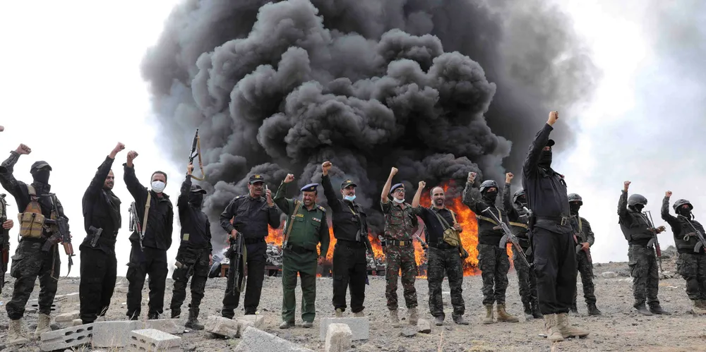 Members of Houthi security forces.