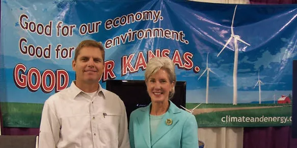 TradeWind Energy chief executive Rob Freeman with former Kansas Governor Kathleen Sebelius.