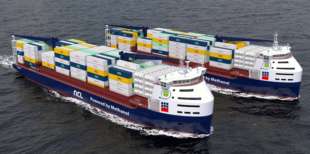 MPC Container Ships (MPCC) is ordering two 1,300-teu dual-fuel methanol container ships for long-term charter to North Sea Container Line AS (NCL).