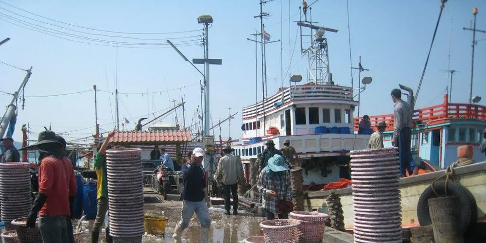 A quayside scene in Thailand. Vessels shown are not linked to trafficked labor.