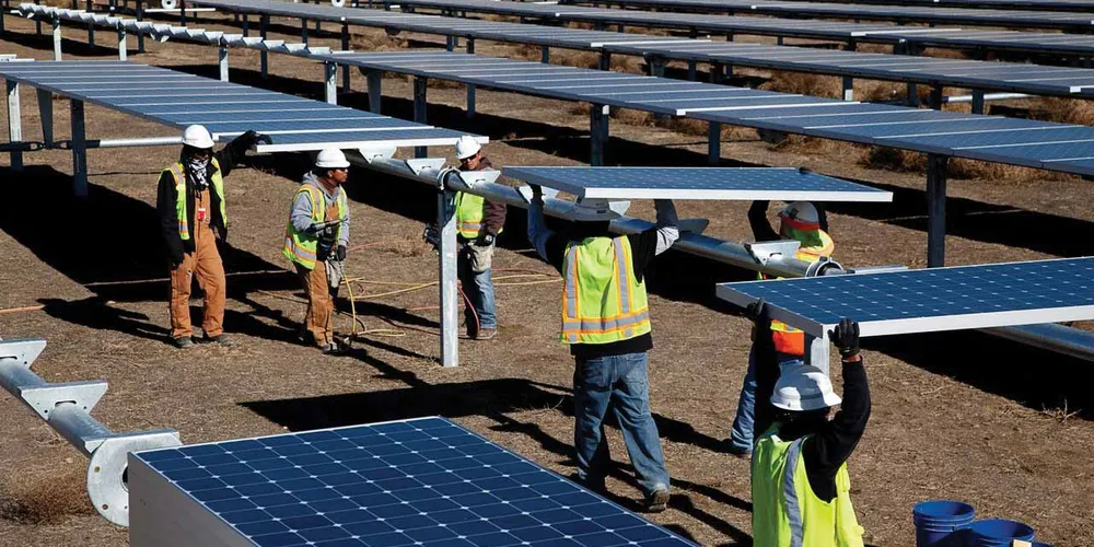 Workers at a California solar project already underway
