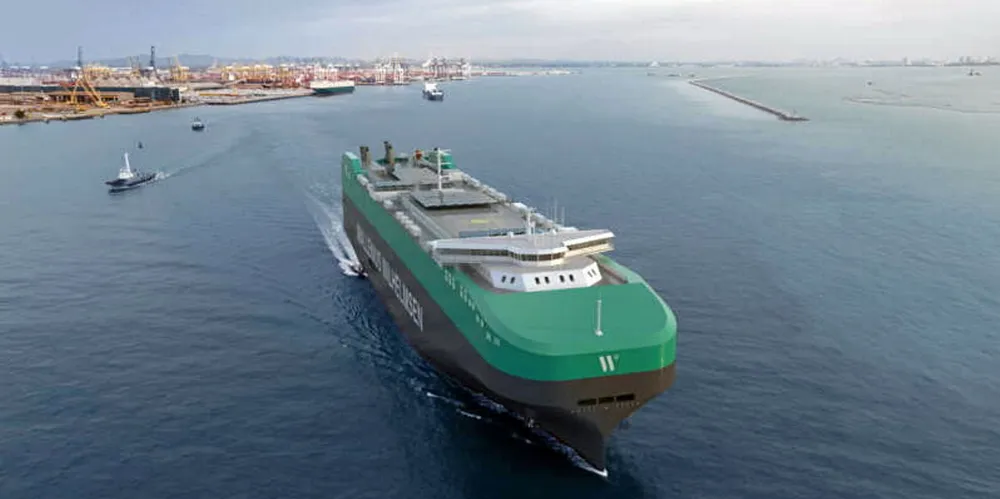 A rendering shows Wallenius Wilhelmsen’s Shaper class vessels, the first of which is set for delivery in 2026. There are a total of 12 vessels in the series, with the last four at 11,700 ceu.