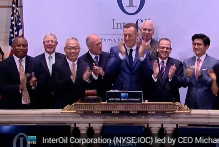 Board appointment: Isikeli Taureka (far left) with other InterOil directors at the New York Stock Exchange on 12 June