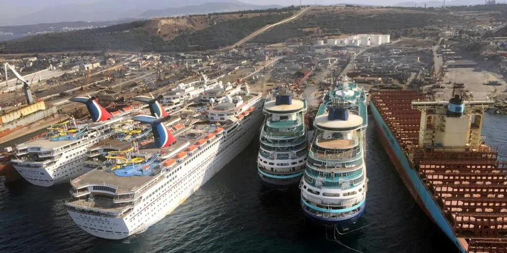 EU-approved Turkish shipbreakers at Aliaga have taken all ships retired by cruise majors Carnival and Royal Caribbean.