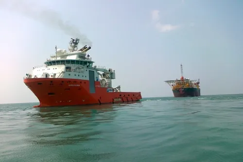 Under tow: the Lewek Emas is being towed to Premier's Chim Sao oilfield off Vietnam by the Lewek Fulmar