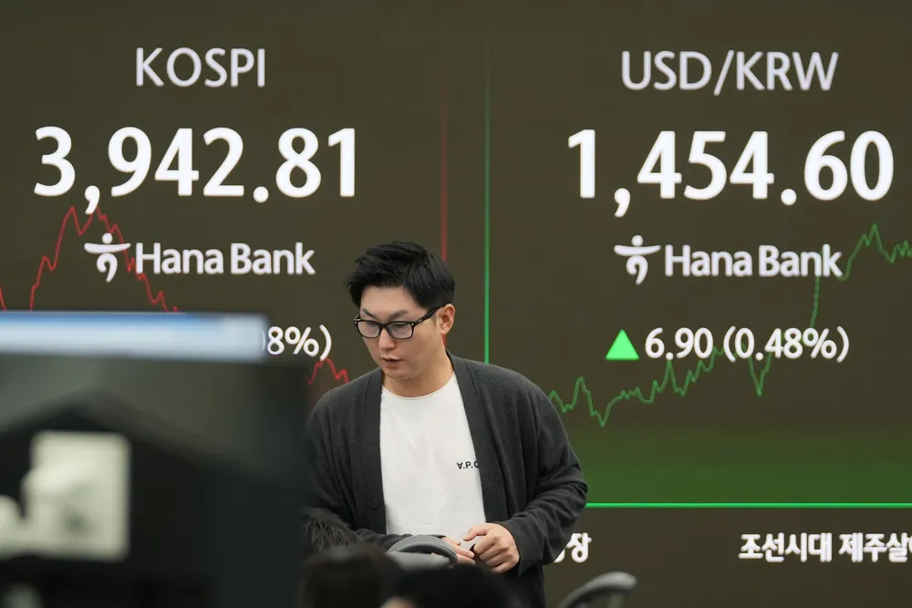 Kospi-indeksen ved Seoul-børsen leder nedgangen ved Asia-børsene fredag.
