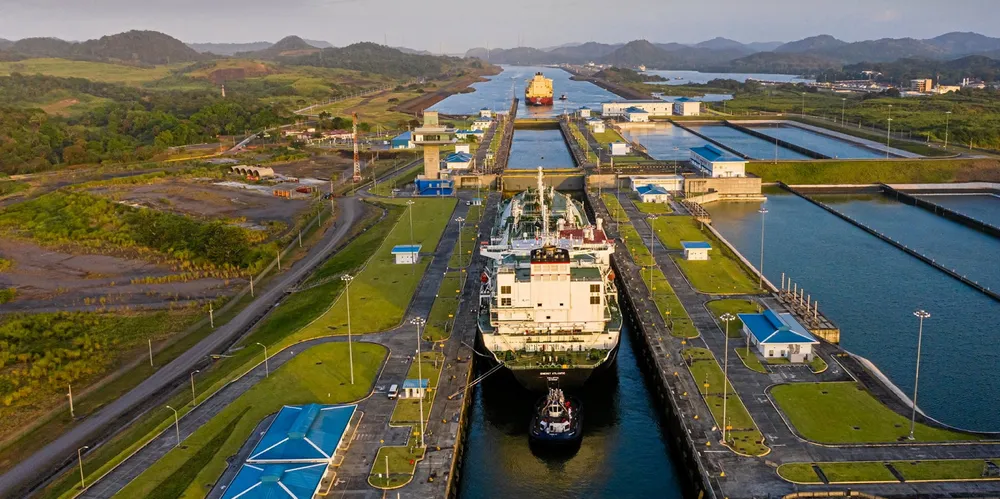 Two LNG carriers transit the Cocoli Locks on the Panama Canal.
