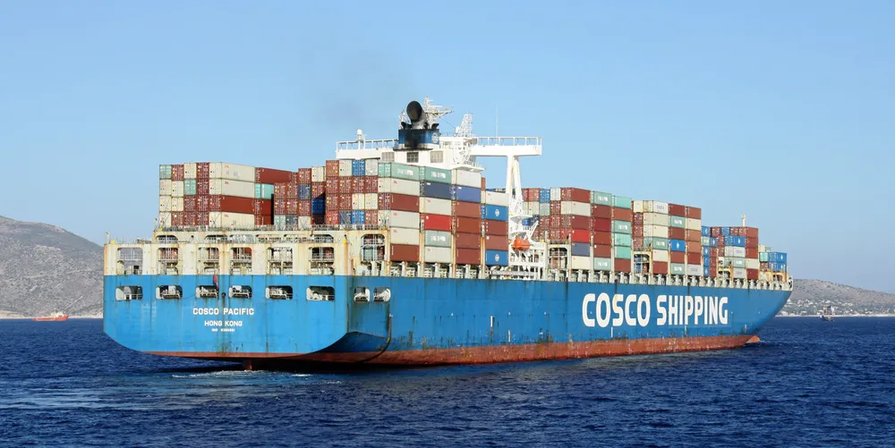 Shares in Cosco Shipping have fallen because of a slowdown in China manufacturing output.