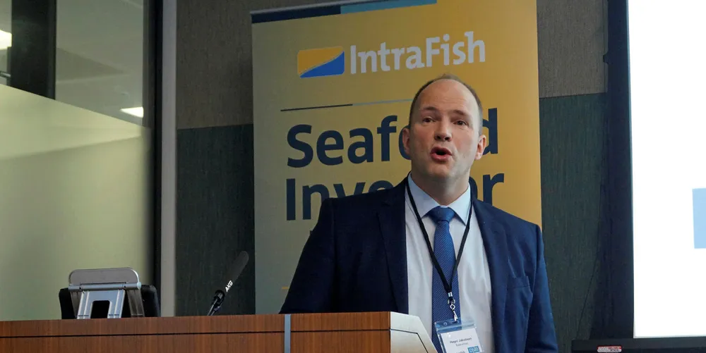 Bakkafrost CFO Hogni Dahl Jakobsen at the Seafood Investor Forum in London.
