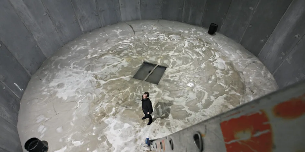 One of the salmon tanks at Langsand Laks.