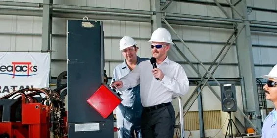 Seajacks CEO Blair Ainslie, at the steel-cutting ceremony for the Zaratan vessel