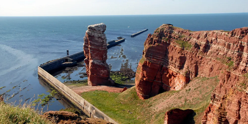 German North Sea island of Heligoland with its landmark rock 'Long Anna'