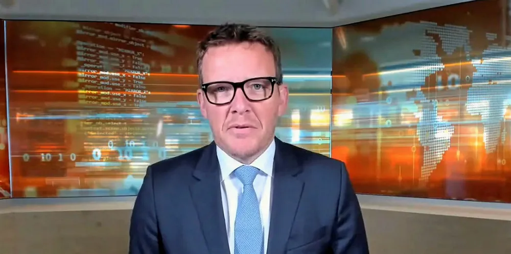 Odfjell CEO Kristian Morch talks to investors on the webcast from Bergen.