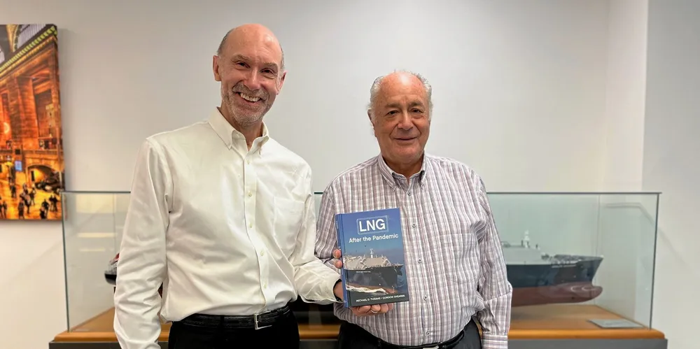 Poten & Partners Gordon Shearer (left) and Michael Tusiani unveil their third book together, LNG: After the pandemic.