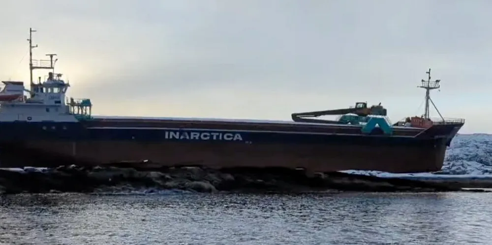 The Aleksander Gusev aground off Murmansk.