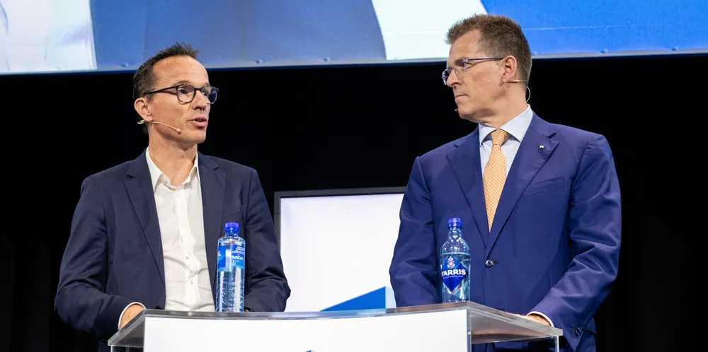 Jan Dieleman (left), president of Cargill Ocean Transportation, which operates a chartered fleet of about 650 vessels.