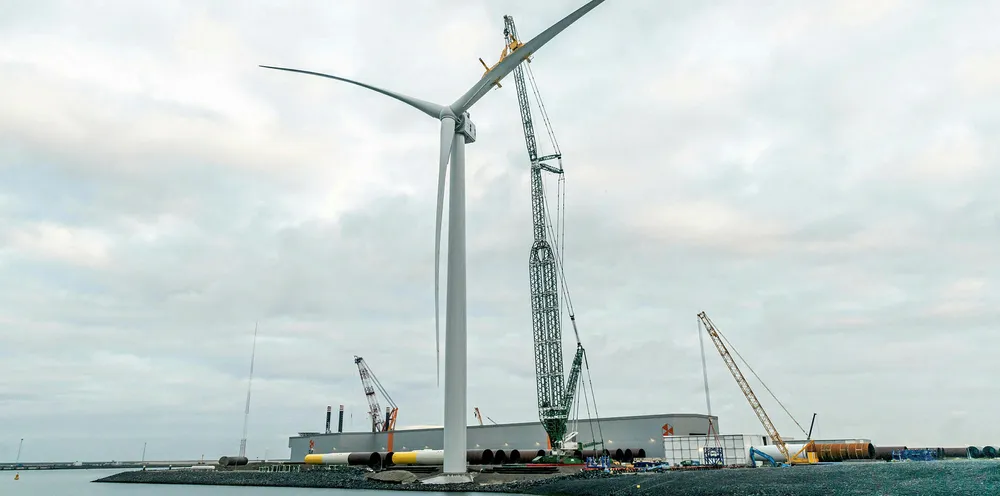 GE Renewable Energy's 12MW Haliade-X prototype in the Port of Rotterdam