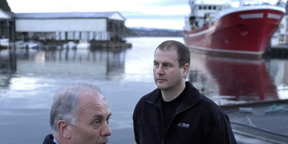 Rederne Inge Halstensen (t.v) og Lars Ove Stenevik vil ha dobbeltstemme i striden om basistonn.