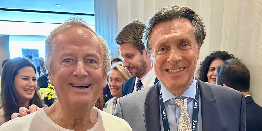 Shipowner George Economou (left) with WeberSeas shipbroking managing director Bobby Mitropoulos.