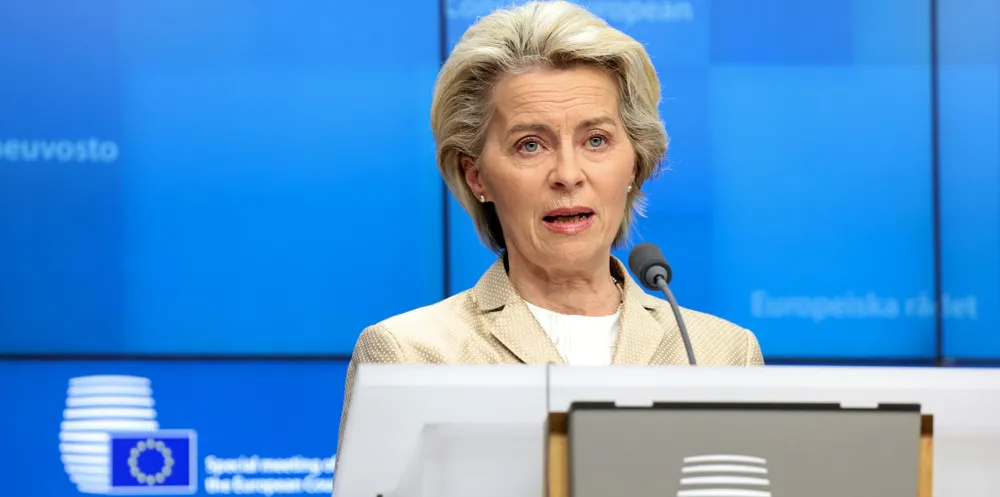 Ursula von der Leyen, president of the European Commission, announced that new EU sanctions would include an insurance ban.