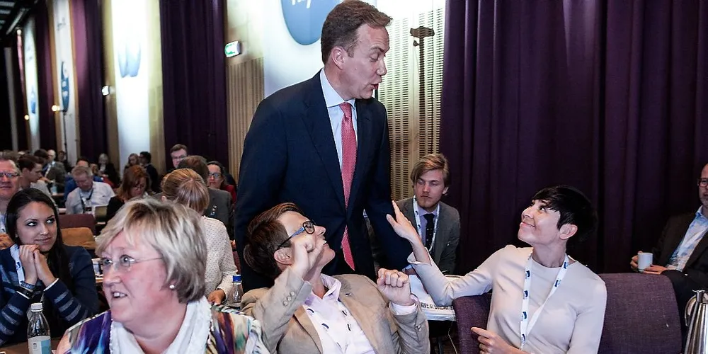Elisabeth Aspaker, Tine Sundtoft, Utenriksminister Børge Brende og Ina Marie Eriksen Søreide på Høyres landsmøte 2014. Foto: Klaudia Lech