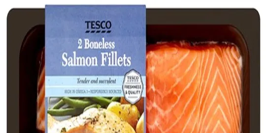 Tesco's prepacked salmon fillets.