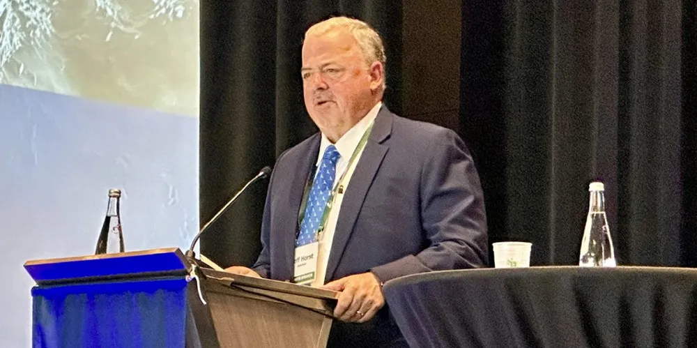 Saltchuk vice president for harbour-tug services Jeff Horst addresses the 2024 Association of Ship Brokers & Agents cargo conference in Miami Beach.