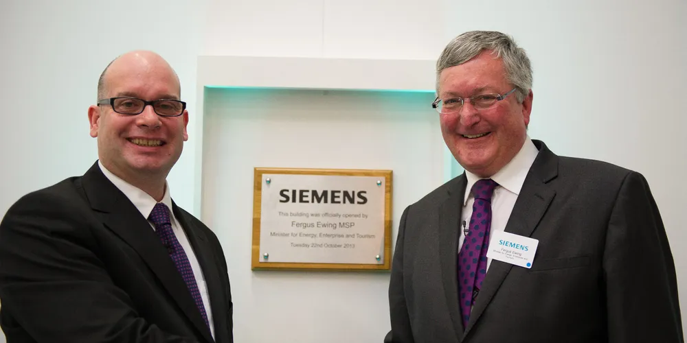Scottish minister for energy Fergus Ewing (right) with Grant Walker of Siemens