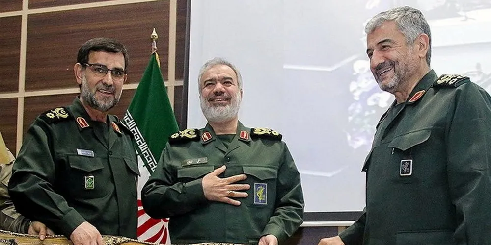 Brigadier General Alireza Tangsiri (left), the commander of the Naval Force of Iran’s Islamic Revolution Guards Corps (IRGC).