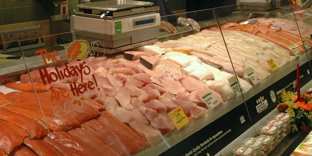 UTSALG: Sjømatdisk på Whole Food i Boston.