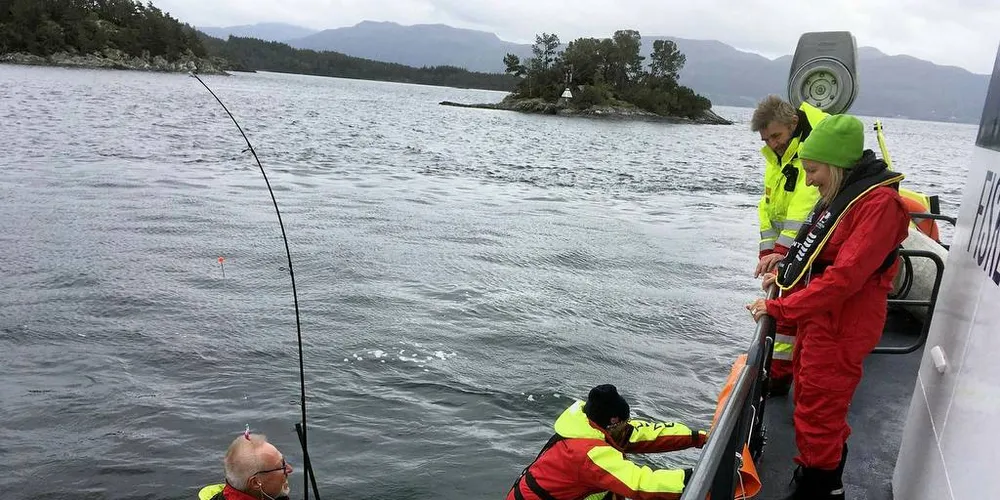STRENGERE TILTAK: Rødt vil ha strengere tiltak innen turistfiske. Bildet er fra Havforskningsinstituttets tokt der de intervjuer fisketurister i Hordaland. Foto: Merete Vik Ottesen/Havforskningsinstituttet