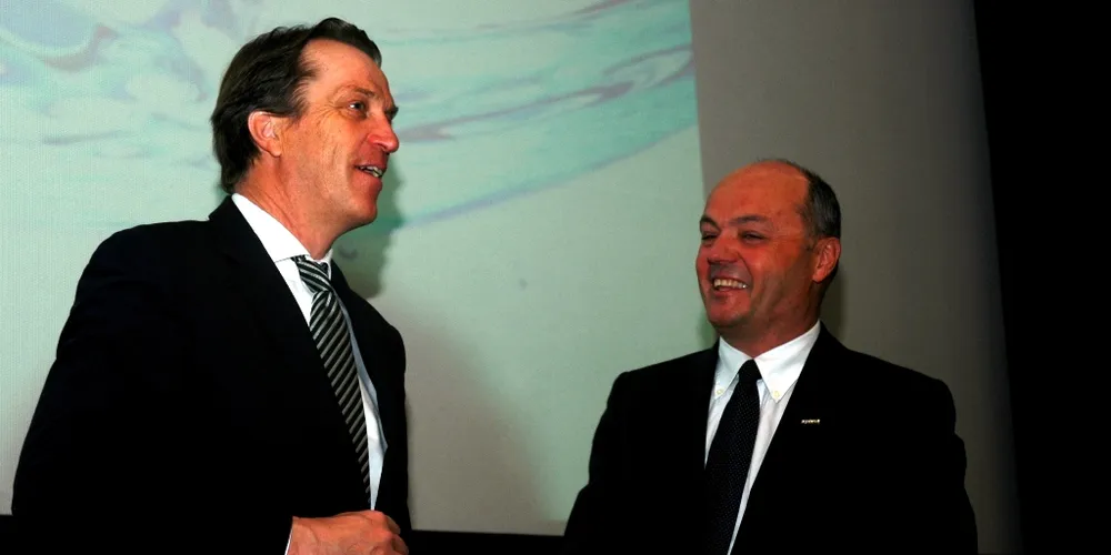 Jon Hindar (left), CEO at Cermaq, with Tore Valderhaug, the company's CFO.