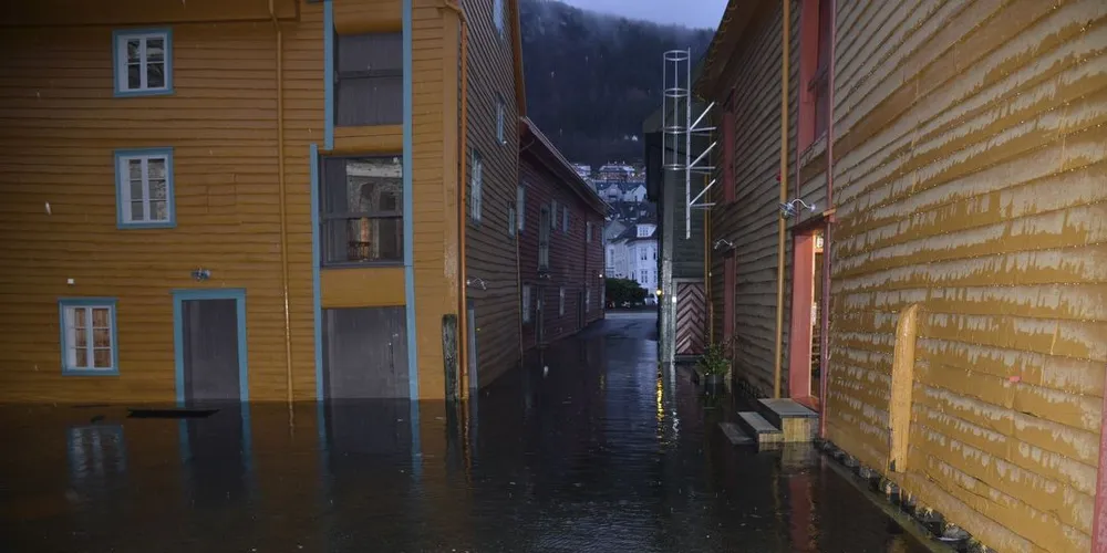 Vannet nådde 10 centimeter opp i underetasjen på Norges Fiskerimuseum. Foto: Norges Fiskerimuseum
